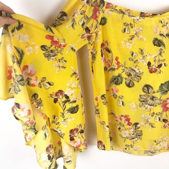 Rose + Olive Floral Cottagecore top XS Off Shoulder Ruffled Boho festival - Picture 6 of 9